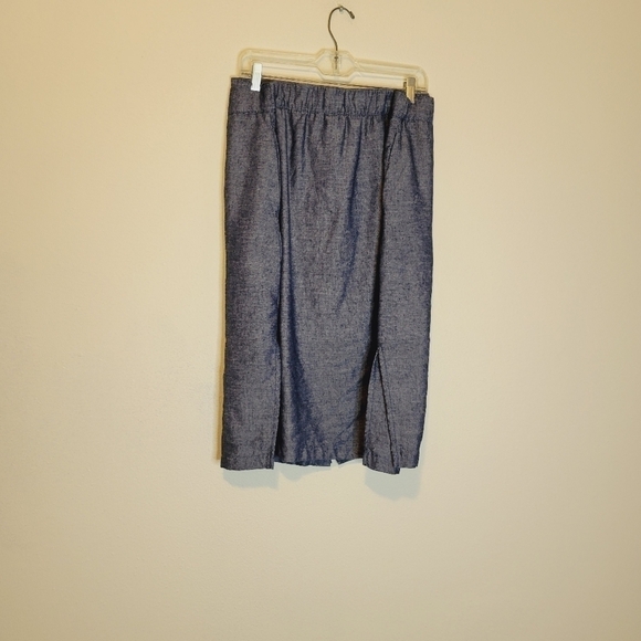 Dash linen blend blue button down skirt - Picture 2 of 7